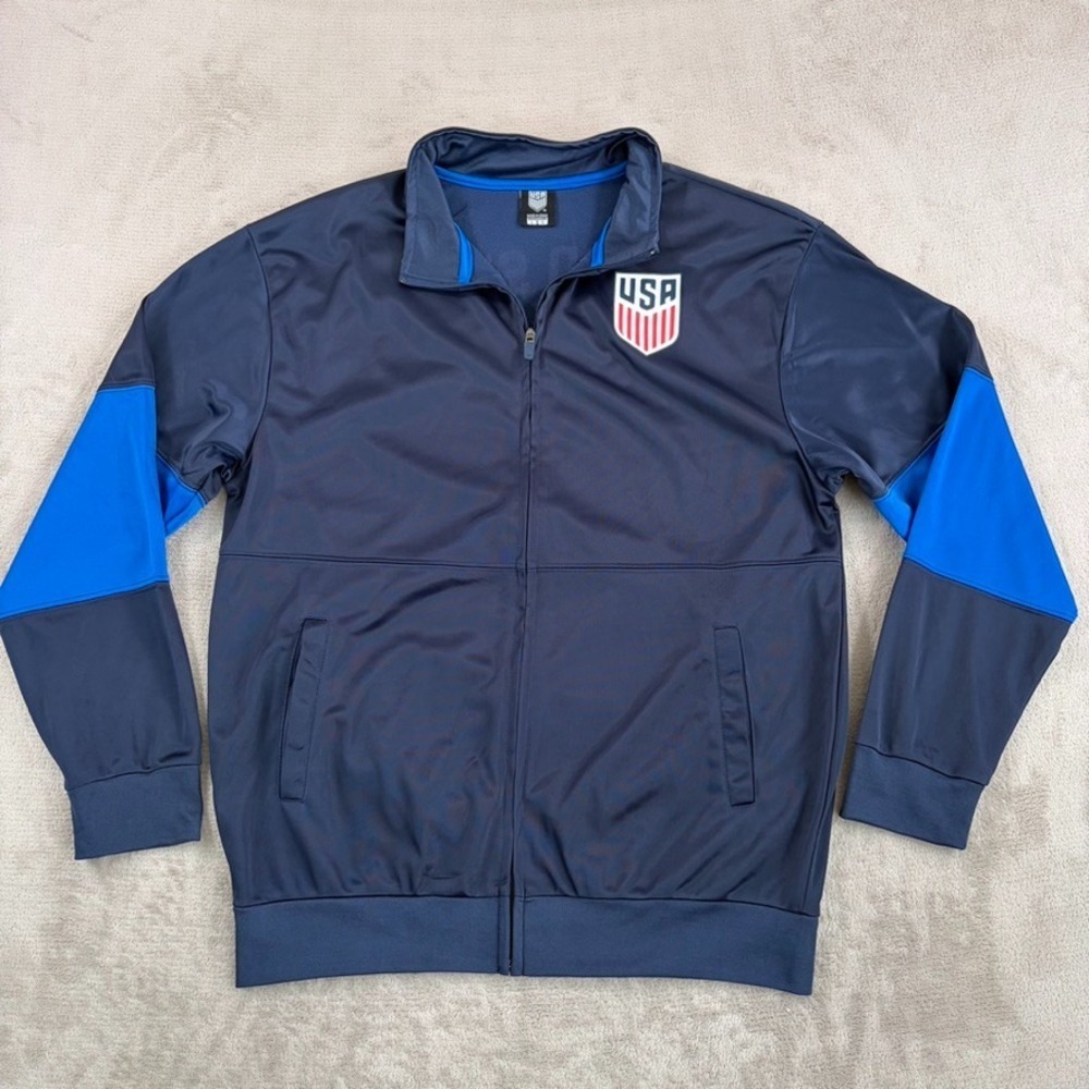 USA National Soccer Team USNMT Track Jacket in Navy Men Large Full Zip